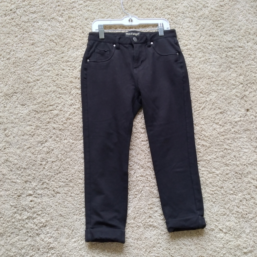 Like an Angel Black Capri Jeggings Size Small Rolled Flolded